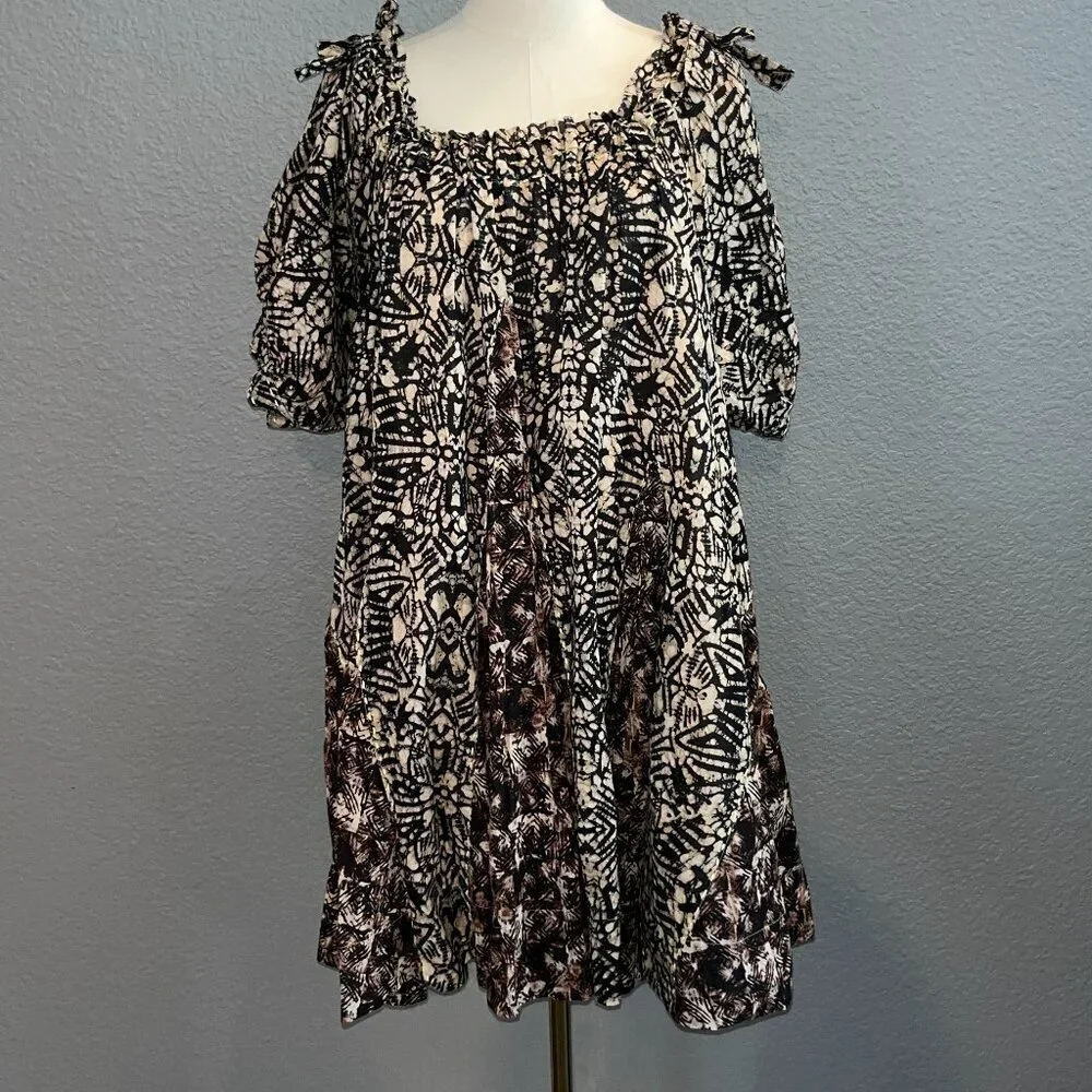FREE PEOPLE Batik Tribal Flowy Boho Bohemian Flowy Baby Doll Dress - NWT - XS